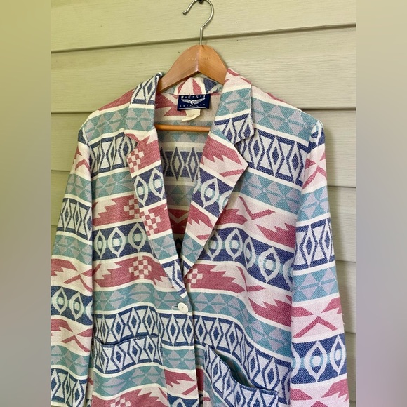 BEST AMERICAN vintage blazer southwest Aztec design women’s sz small retro EUC - Picture 2 of 16